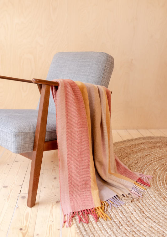 TBCO Recycled Wool Blanket in Coral Stripe