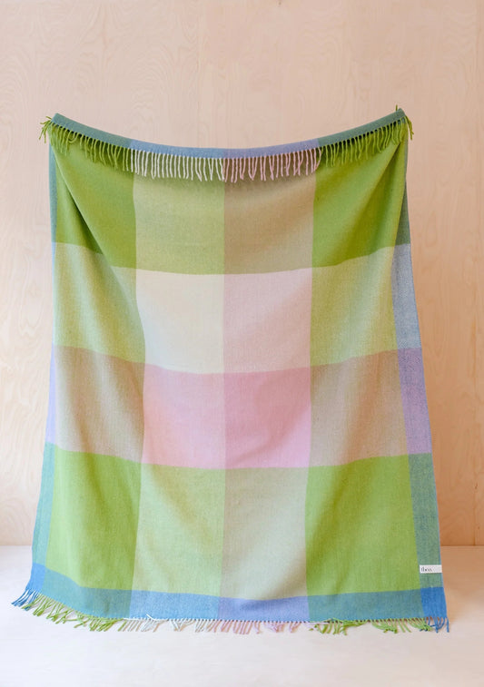 TBCO Recycled Wool Blanket in Green Herringbone